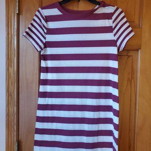 burgundy striped t-shirt dress